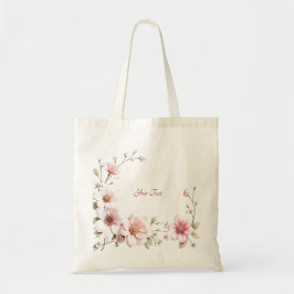 Elegante roze witte bloemenschouwtas tote bag