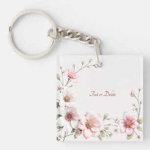 Elegante Roze Witte Bloemensleutelhanger Sleutelhanger