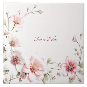 Elegante roze witte bloemkeramiektegel tegeltje