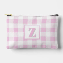 Elegante roze witte geruite aanpasbare monogram