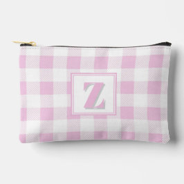 Elegante roze witte geruite aanpasbare monogram  etui