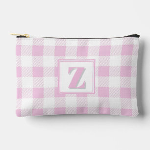 Elegante roze witte geruite aanpasbare monogram etui