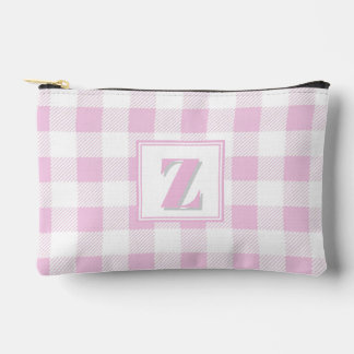Elegante roze witte geruite aanpasbare monogram etui