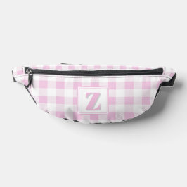Elegante roze witte geruite aanpasbare monogram  heuptasje
