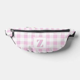 Elegante roze witte geruite aanpasbare monogram heuptasje
