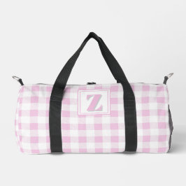 Elegante roze witte geruite aanpasbare monogram  plunjezak