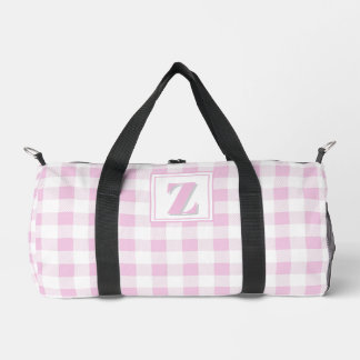 Elegante roze witte geruite aanpasbare monogram plunjezak