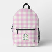 Elegante roze witte gingham monogram letter B Bedrukte Rugzak (Voorkant)