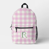 Elegante roze witte gingham monogram letter R Bedrukte Rugzak (Voorkant)