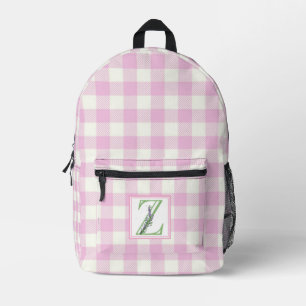 Elegante roze witte gingham monogram letter Z Bedrukte Rugzak
