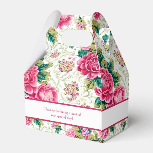 Elegante roze, witte, groene Rozen Bedankdoosjes (Achterkant)