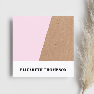 Elegante Roze Witte Kraft Geometrische Consultant Vierkante Visitekaartje