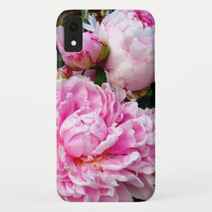 Elegante roze witte pioen bloementuin foto iPhone XR hoesje