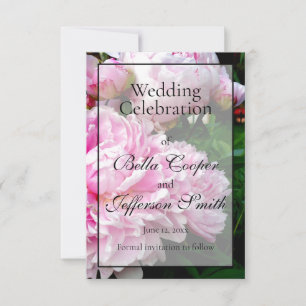 Elegante roze witte pioen bloementuin foto save the date