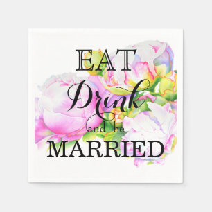 Elegante roze witte pioen florale waterverf servetten