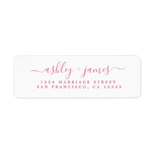 Elegante Roze Witte Trouw Retouradres Script Etiket