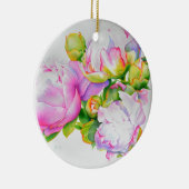 Elegante roze witte waterverf bloemen keramisch ornament (Rechts)
