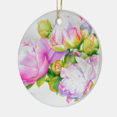 Elegante roze witte waterverf bloemen keramisch ornament (Links)