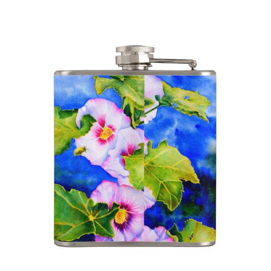 Elegante roze witte waterverf bloementuin heupfles (Achterkant)