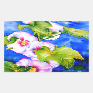 Elegante roze witte waterverf bloementuin rechthoekige sticker