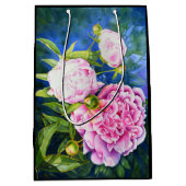 Elegante roze witte waterverf classic floral medium cadeauzakje (Voorkant)