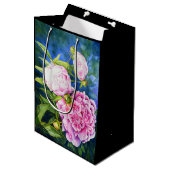 Elegante roze witte waterverf classic floral medium cadeauzakje (Voorkant Gekanteld)