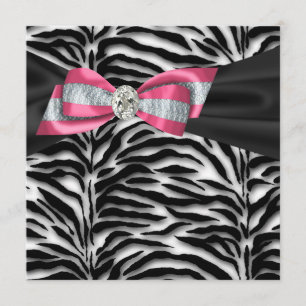 Elegante Roze Zebra Feest Uitnodigingen