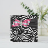 Elegante Roze Zebra Feestuitnodigingen Kaart (Staand voorkant)