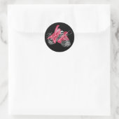 Elegante roze Zebra Het Een Meisje Ronde Sticker (Tas)
