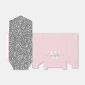 Elegante Roze Zilver Glitter Monogram Naam Script Bedankdoosjes (Uitgevouwen)