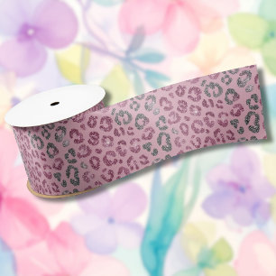 Elegante roze zilveren glitter luipaard op roze go lint
