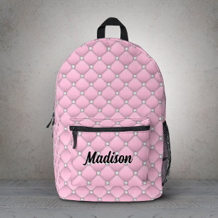 Elegante roze zilveren nepschitterende monogram dr bedrukte rugzak