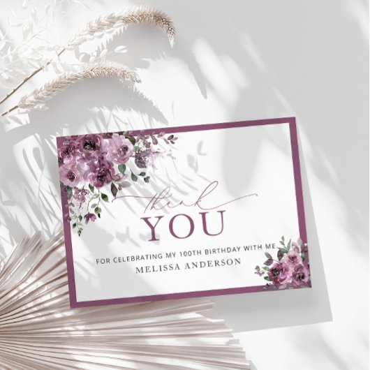 Elegante Rozen 100e Verjaardag Dank u kaart