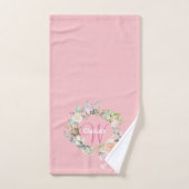 Elegante Rozen Bloem Roze Script Monogram Bad Handdoek (Handdoek)