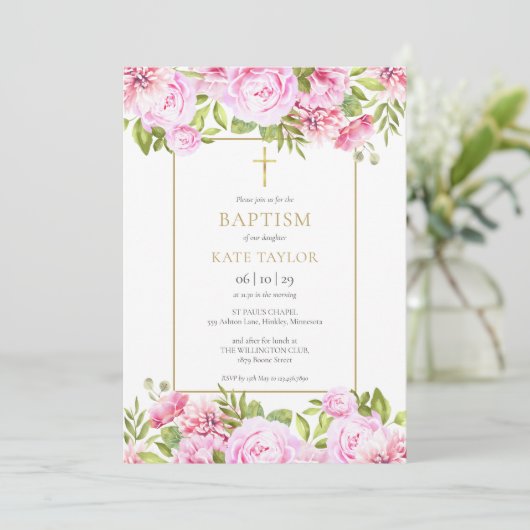 Elegante Rozen Bloemdoop doop doop Kaart (Staand voorkant)