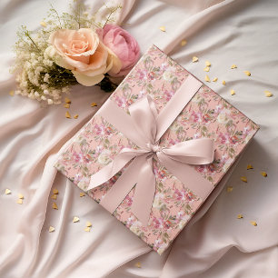 Elegante Rozen Bloemen Blush Pink Cadeaupapier