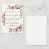Elegante Rozen Bloemen bruiloft Dank u Plaatskaartje (Voorkant / Achterkant)