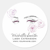 Elegante Rozen Bloemen Waterverf Schoonheidssalon Ronde Sticker (Voorkant)