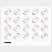 Elegante Rozen Bloemhart Script Bedankt Ronde Sticker (Vel)