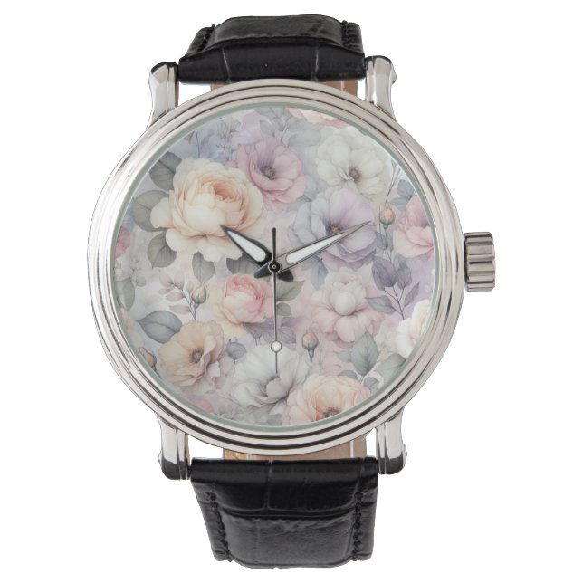 Elegante Rozen bloesems Horloge (Voorkant)