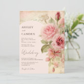 Elegante  Rozen Blush Roze Bruiloft Kaart (Staand voorkant)