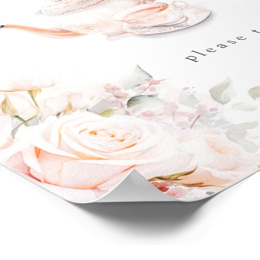 Elegante Rozen Bruids Tea Party Favorieten Poster (Hoek)