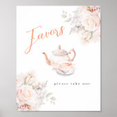 Elegante Rozen Bruids Tea Party Favorieten Poster (Voorkant)