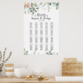 Elegante rozen bruiloft zitgrafiek 20 tafels poster (Keuken)