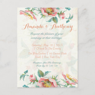 Elegante Rozen Budget Huwelijksuitnodiging Uitnodiging Briefkaart