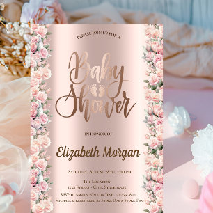 Elegante Rozen Chic Roze Goud Baby Shower Kaart