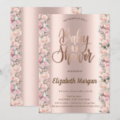 Elegante Rozen Chique Roos Goud Baby shower Kaart (Voorkant / Achterkant)