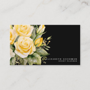 Elegante Rozen Gele Zwarte Bloemen Visitekaartjes