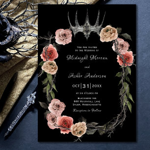 Elegante Rozen Gotische bruiloft Kaart