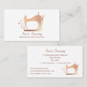 Elegante Rozen gouden naaimachine Visitekaartje (Voorkant / Achterkant)